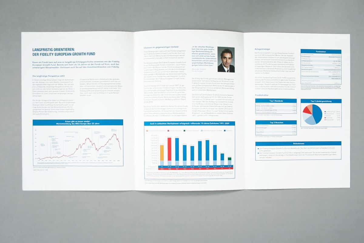 Weitere Diagramme und Satz eines Informationsheftes für einen Fond